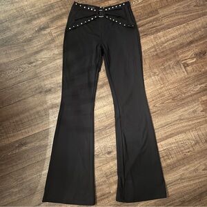 Outcast Black Studded O-Ring Y2K Studded Flare Pants High Waist Statement M